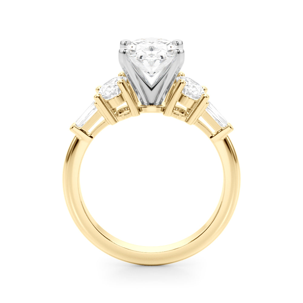 Iconic Tapered Baguette Sides Oval Diamond Engagement Ring in 10K/14K gold and platinum with certified lab-grown or natural diamonds