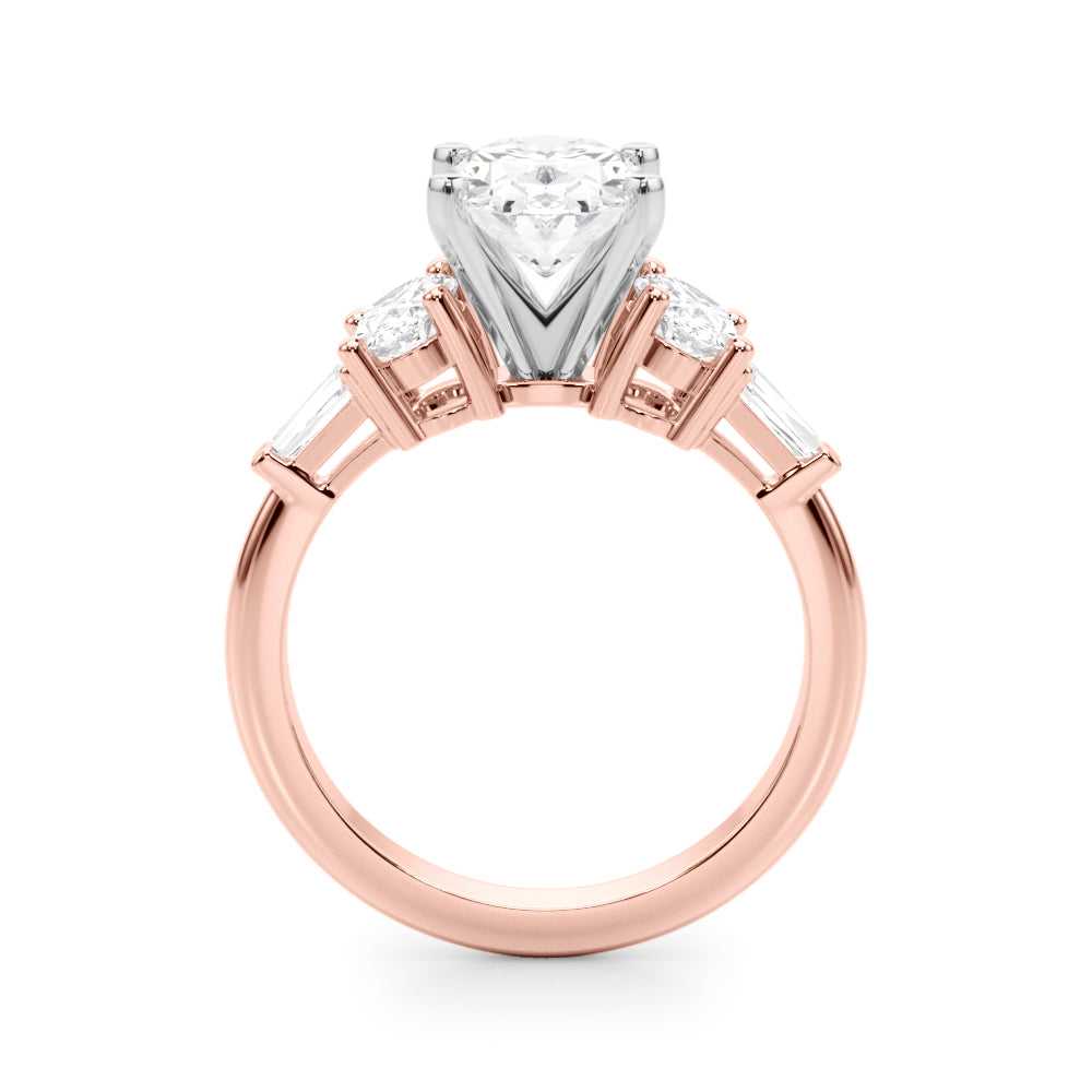 Iconic Tapered Baguette Sides Oval Diamond Engagement Ring in 10K/14K gold and platinum with certified lab-grown or natural diamonds