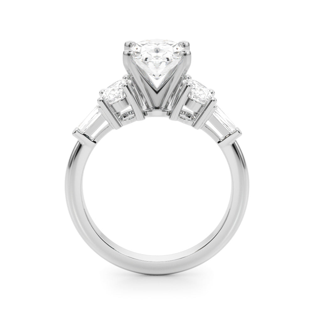 Iconic Tapered Baguette Sides Oval Diamond Engagement Ring in 10K/14K gold and platinum with certified lab-grown or natural diamonds