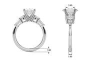 Iconic Tapered Baguette Sides Oval Diamond Engagement Ring in 10K/14K gold and platinum with certified lab-grown or natural diamonds