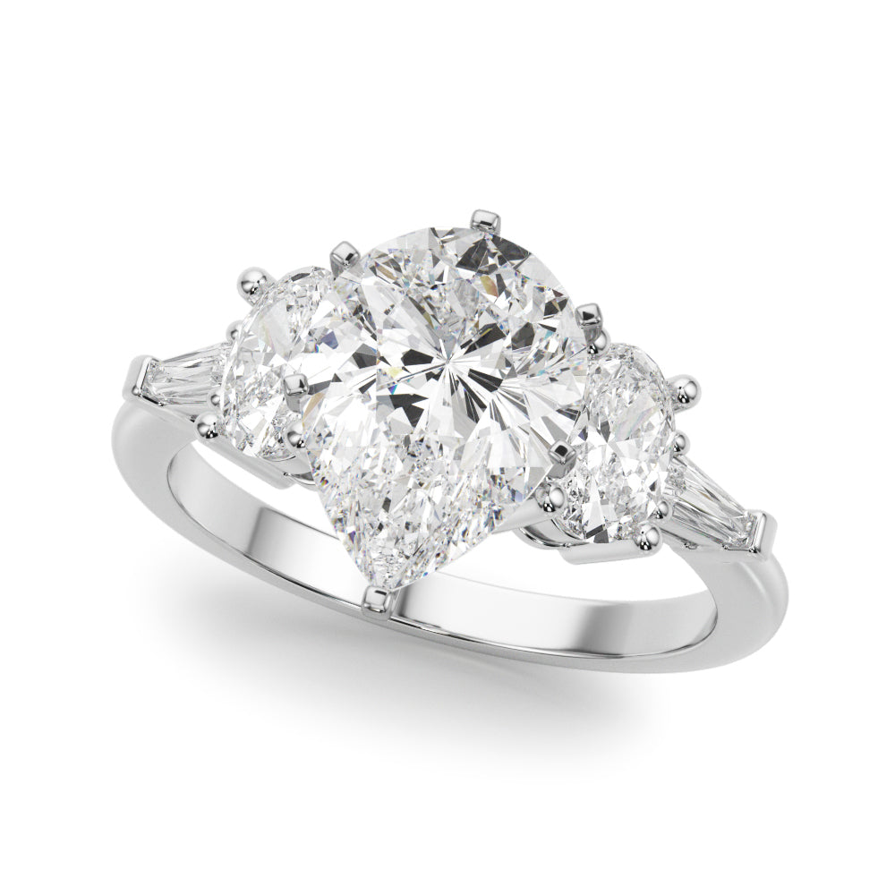 Iconic Tapered Baguette Sides Oval Diamond Engagement Ring in 10K/14K gold and platinum with certified lab-grown or natural diamonds