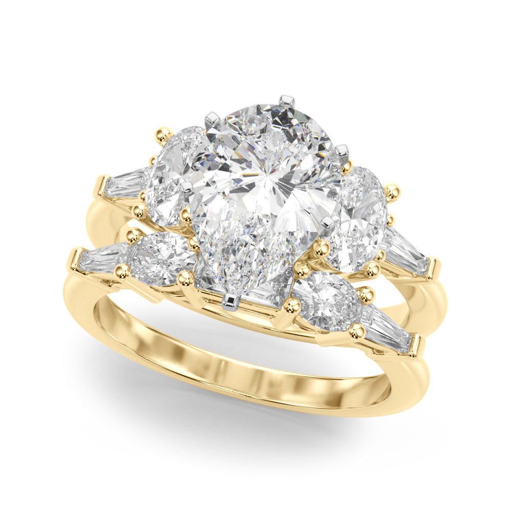 Iconic Tapered Baguette Sides Oval Diamond Engagement Ring in 10K/14K gold and platinum with certified lab-grown or natural diamonds