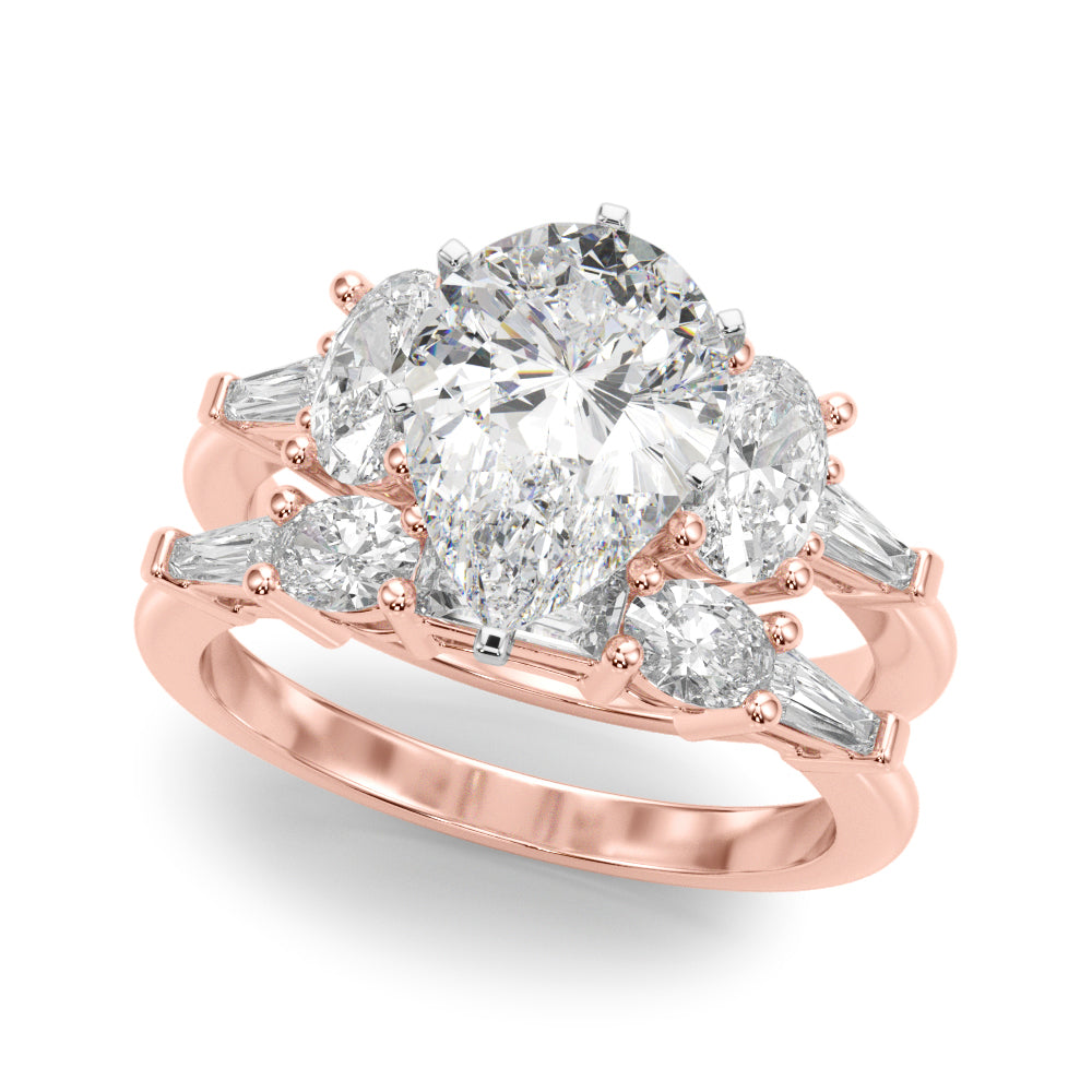 Iconic Tapered Baguette Sides Oval Diamond Engagement Ring in 10K/14K gold and platinum with certified lab-grown or natural diamonds
