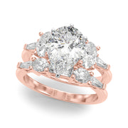 Iconic Tapered Baguette Sides Oval Diamond Engagement Ring in 10K/14K gold and platinum with certified lab-grown or natural diamonds