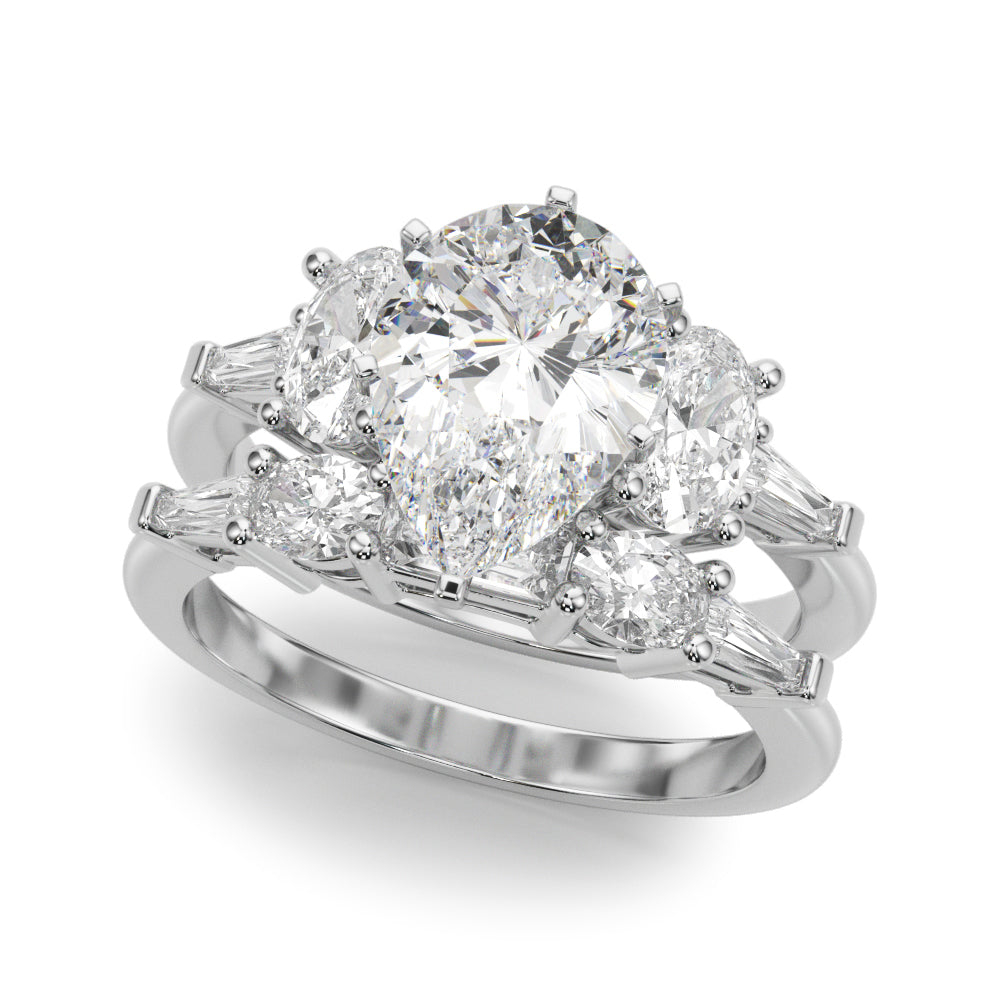 Iconic Tapered Baguette Sides Oval Diamond Engagement Ring in 10K/14K gold and platinum with certified lab-grown or natural diamonds