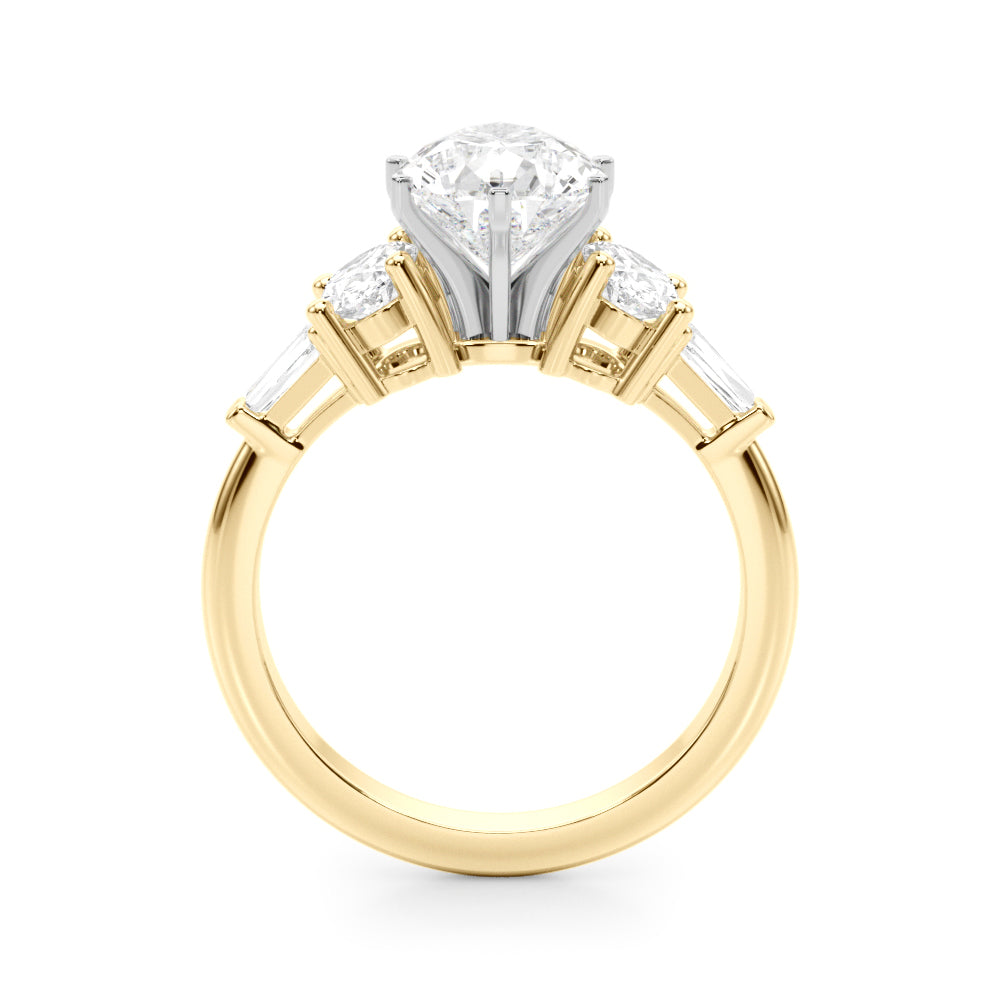 Iconic Tapered Baguette Sides Oval Diamond Engagement Ring in 10K/14K gold and platinum with certified lab-grown or natural diamonds