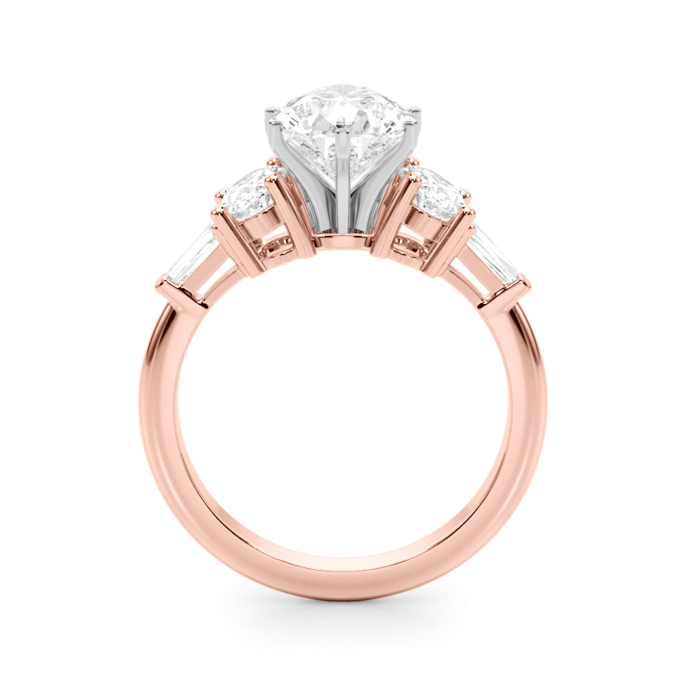Iconic Tapered Baguette Sides Oval Diamond Engagement Ring in 10K/14K gold and platinum with certified lab-grown or natural diamonds