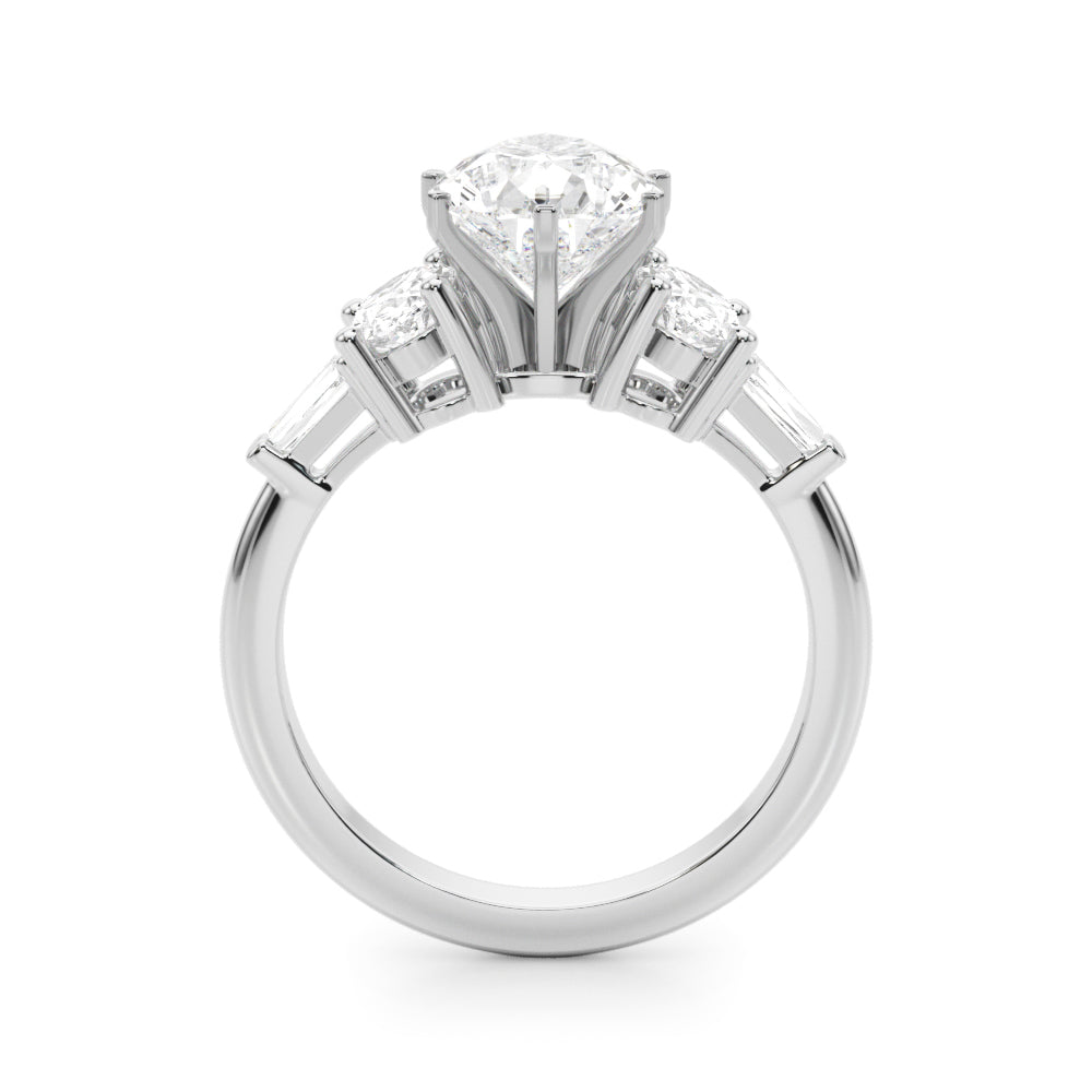 Iconic Tapered Baguette Sides Oval Diamond Engagement Ring in 10K/14K gold and platinum with certified lab-grown or natural diamonds
