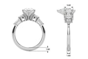 Iconic Tapered Baguette Sides Oval Diamond Engagement Ring in 10K/14K gold and platinum with certified lab-grown or natural diamonds