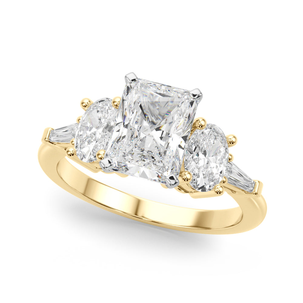 Iconic Tapered Baguette Sides Oval Diamond Engagement Ring in 10K/14K gold and platinum with certified lab-grown or natural diamonds