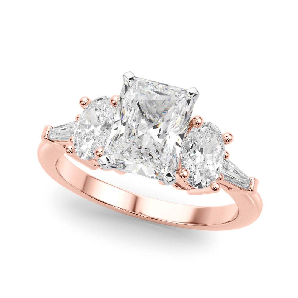 Iconic Tapered Baguette Sides Oval Diamond Engagement Ring in 10K/14K gold and platinum with certified lab-grown or natural diamonds