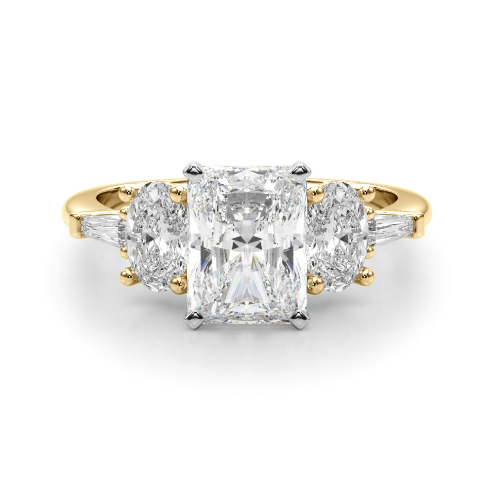 Iconic Tapered Baguette Sides Oval Diamond Engagement Ring in 10K/14K gold and platinum with certified lab-grown or natural diamonds