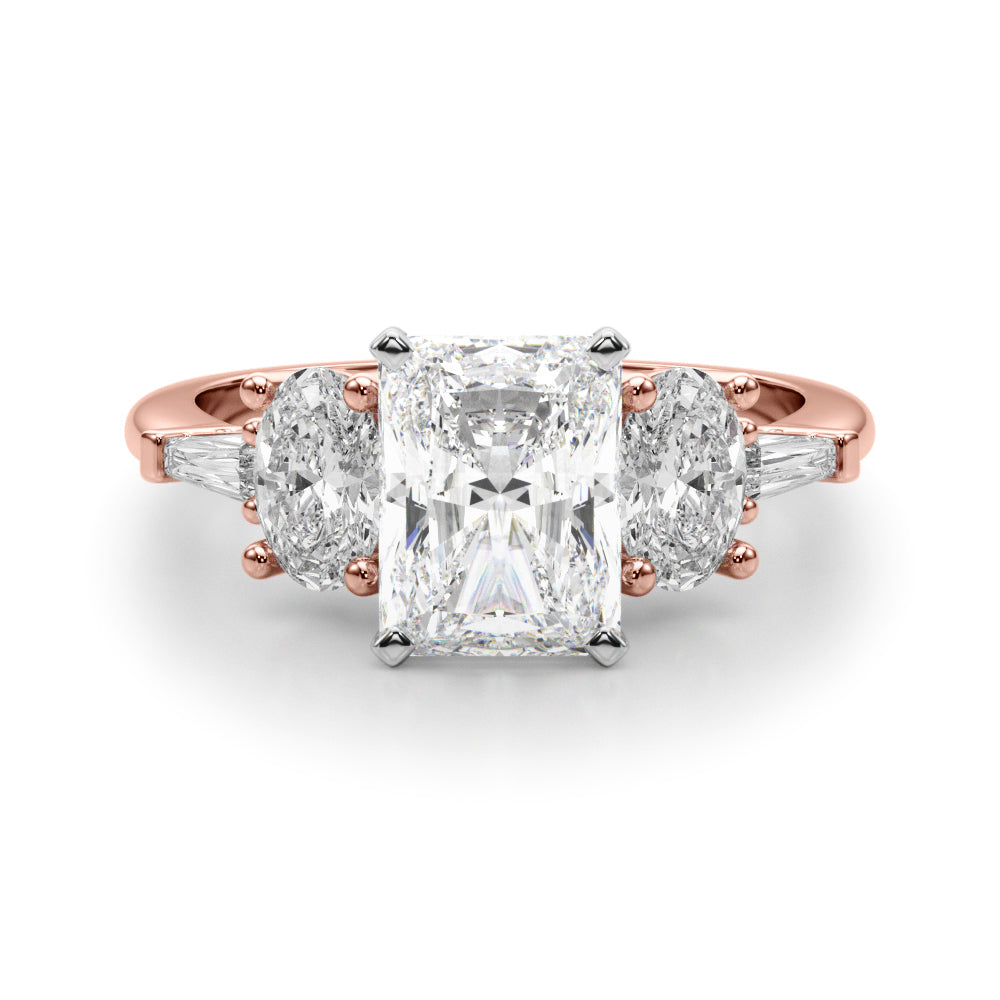 Iconic Tapered Baguette Sides Oval Diamond Engagement Ring in 10K/14K gold and platinum with certified lab-grown or natural diamonds