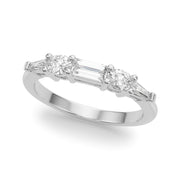 Baguette & Oval Half Eternity Ring in Gold & Platinum