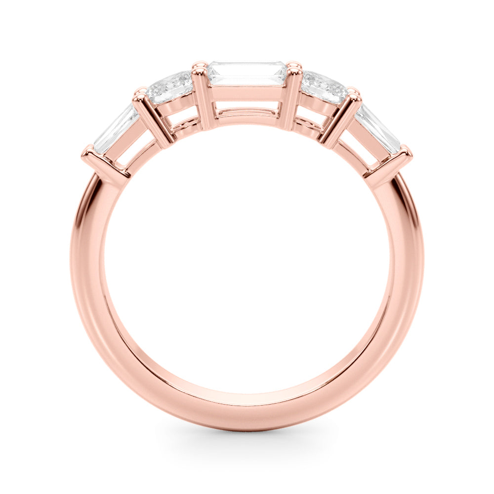Baguette & Oval Half Eternity Ring in Gold & Platinum