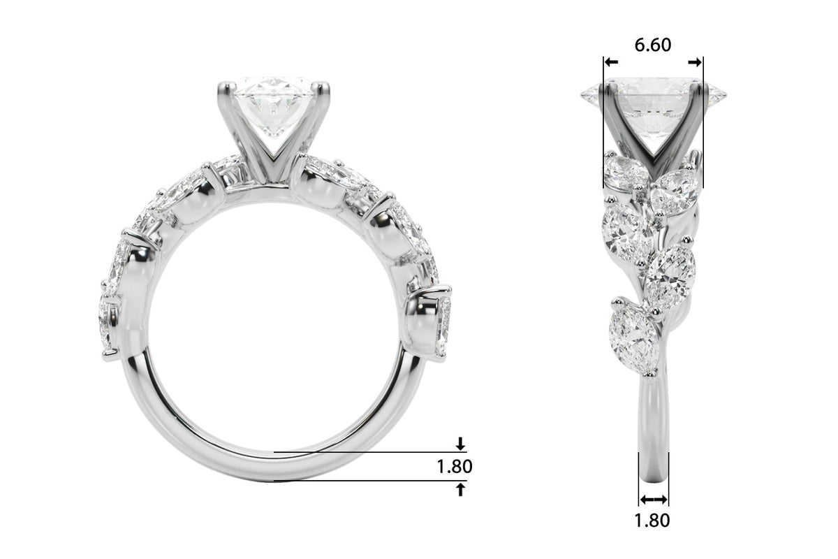 Signature Leaf Engagement Ring Marquise Diamond Engagement Ring in 10K/14K gold and platinum with certified lab-grown or natural diamonds