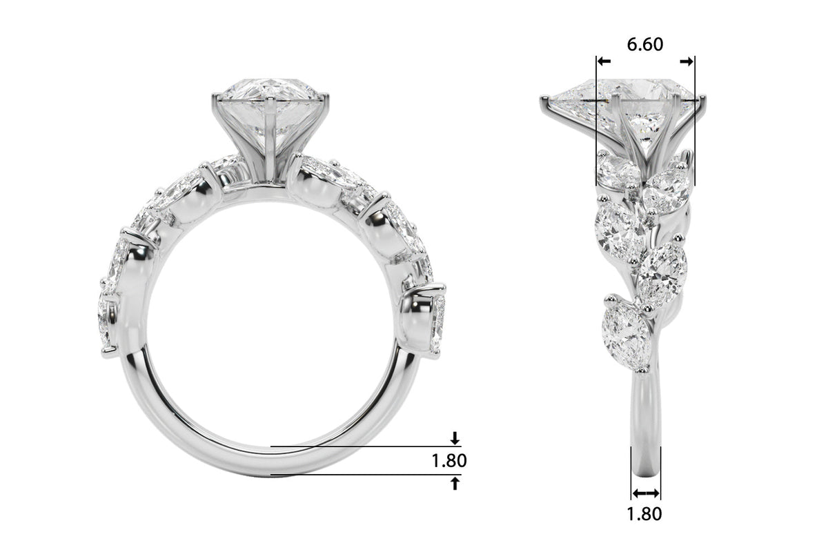 Signature Leaf Engagement Ring Marquise Diamond Engagement Ring in 10K/14K gold and platinum with certified lab-grown or natural diamonds