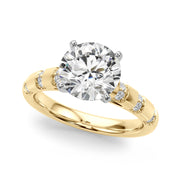 Artisan Sidestone Round Diamond Engagement Ring in 10K/14K gold and platinum with certified lab-grown or natural diamonds