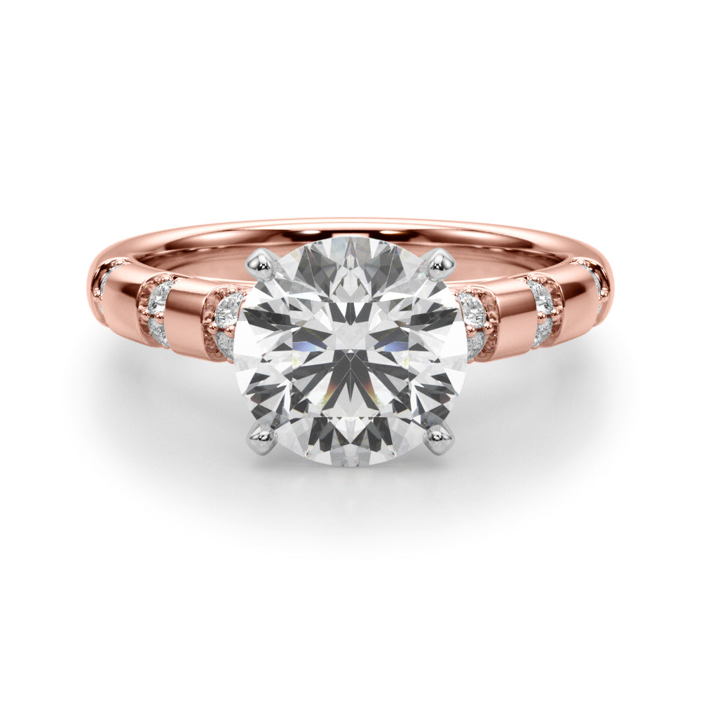Artisan Sidestone Round Diamond Engagement Ring in 10K/14K gold and platinum with certified lab-grown or natural diamonds