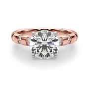Artisan Sidestone Round Diamond Engagement Ring in 10K/14K gold and platinum with certified lab-grown or natural diamonds