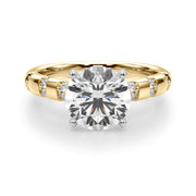 Artisan Sidestone Round Diamond Engagement Ring in 10K/14K gold and platinum with certified lab-grown or natural diamonds