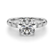 Artisan Sidestone Round Diamond Engagement Ring in 10K/14K gold and platinum with certified lab-grown or natural diamonds