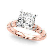 Artisan Sidestone Round Diamond Engagement Ring in 10K/14K gold and platinum with certified lab-grown or natural diamonds