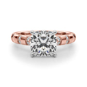 Artisan Sidestone Round Diamond Engagement Ring in 10K/14K gold and platinum with certified lab-grown or natural diamonds