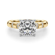 Artisan Sidestone Round Diamond Engagement Ring in 10K/14K gold and platinum with certified lab-grown or natural diamonds