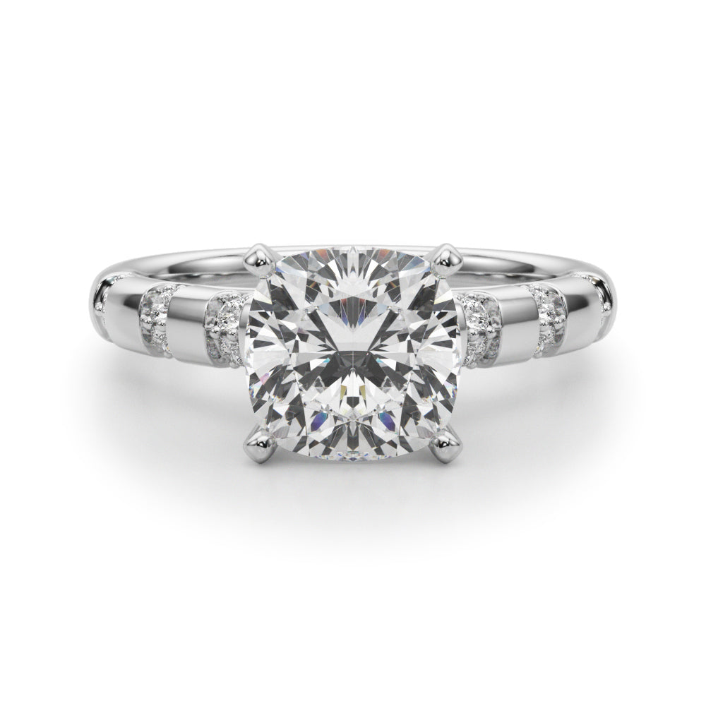 Artisan Sidestone Round Diamond Engagement Ring in 10K/14K gold and platinum with certified lab-grown or natural diamonds
