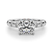 Artisan Sidestone Round Diamond Engagement Ring in 10K/14K gold and platinum with certified lab-grown or natural diamonds
