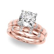 Artisan Sidestone Round Diamond Engagement Ring in 10K/14K gold and platinum with certified lab-grown or natural diamonds