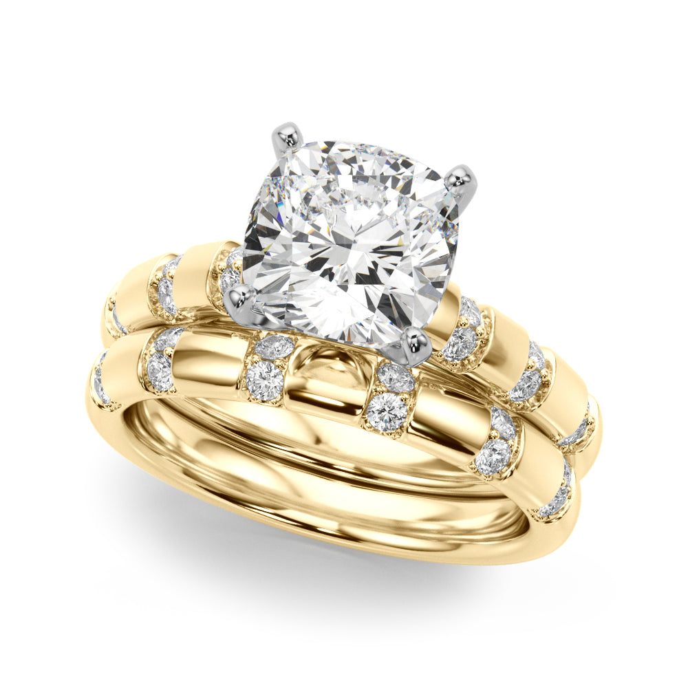 Artisan Sidestone Round Diamond Engagement Ring in 10K/14K gold and platinum with certified lab-grown or natural diamonds