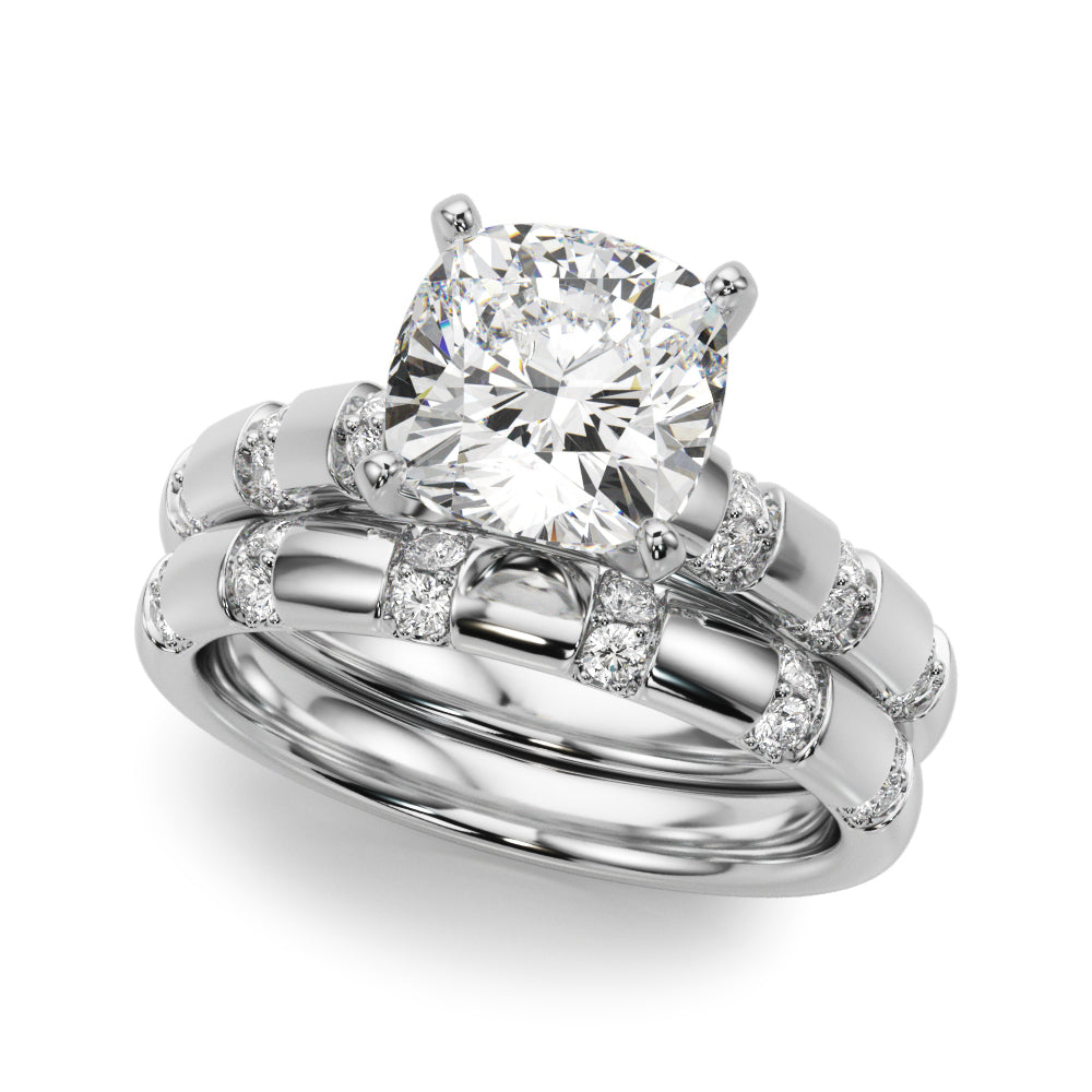 Artisan Sidestone Round Diamond Engagement Ring in 10K/14K gold and platinum with certified lab-grown or natural diamonds