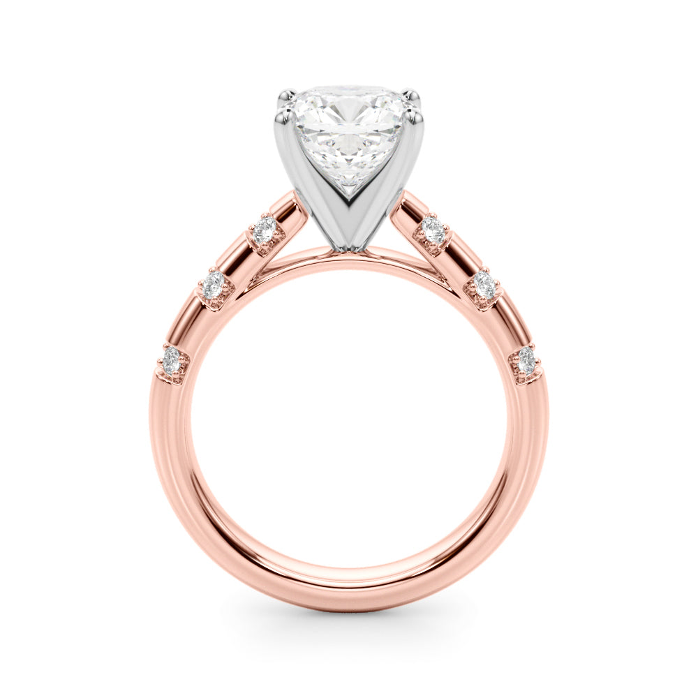 Artisan Sidestone Round Diamond Engagement Ring in 10K/14K gold and platinum with certified lab-grown or natural diamonds