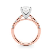 Artisan Sidestone Round Diamond Engagement Ring in 10K/14K gold and platinum with certified lab-grown or natural diamonds