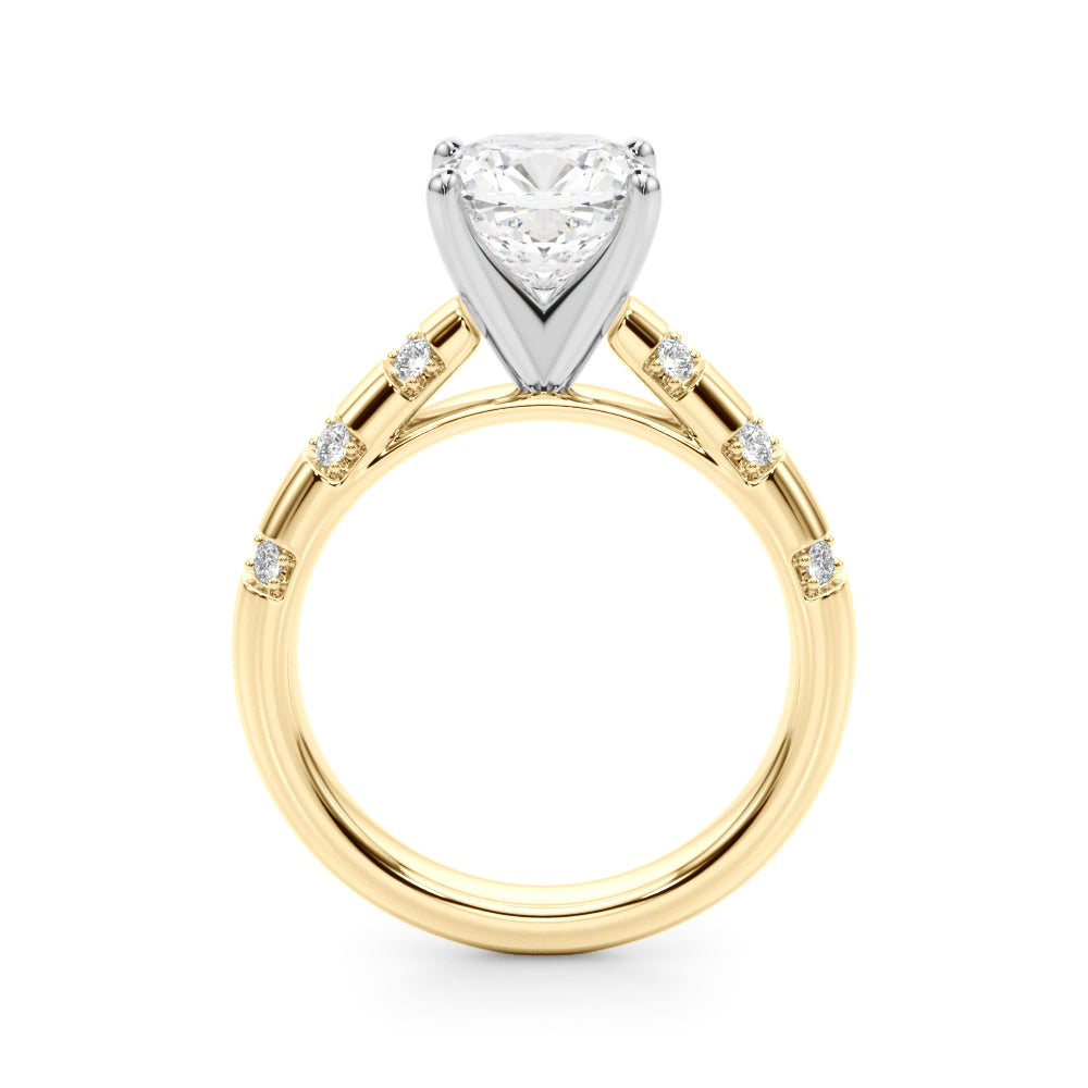 Artisan Sidestone Round Diamond Engagement Ring in 10K/14K gold and platinum with certified lab-grown or natural diamonds
