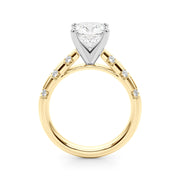 Artisan Sidestone Round Diamond Engagement Ring in 10K/14K gold and platinum with certified lab-grown or natural diamonds