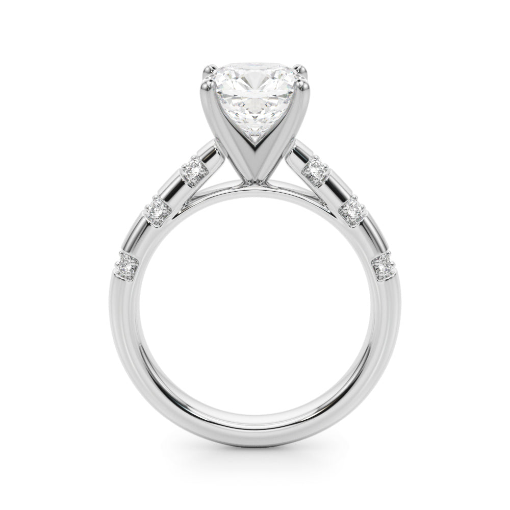 Artisan Sidestone Round Diamond Engagement Ring in 10K/14K gold and platinum with certified lab-grown or natural diamonds
