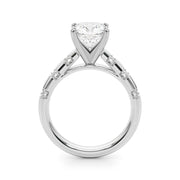 Artisan Sidestone Round Diamond Engagement Ring in 10K/14K gold and platinum with certified lab-grown or natural diamonds