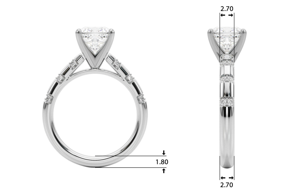 Artisan Sidestone Round Diamond Engagement Ring in 10K/14K gold and platinum with certified lab-grown or natural diamonds