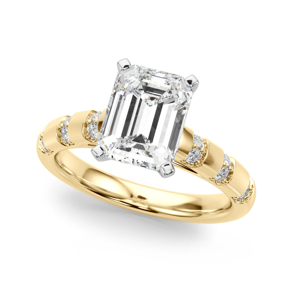 Artisan Sidestone Round Diamond Engagement Ring in 10K/14K gold and platinum with certified lab-grown or natural diamonds