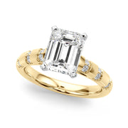 Artisan Sidestone Round Diamond Engagement Ring in 10K/14K gold and platinum with certified lab-grown or natural diamonds