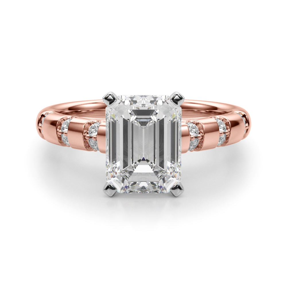 Artisan Sidestone Round Diamond Engagement Ring in 10K/14K gold and platinum with certified lab-grown or natural diamonds