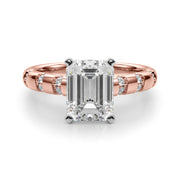 Artisan Sidestone Round Diamond Engagement Ring in 10K/14K gold and platinum with certified lab-grown or natural diamonds