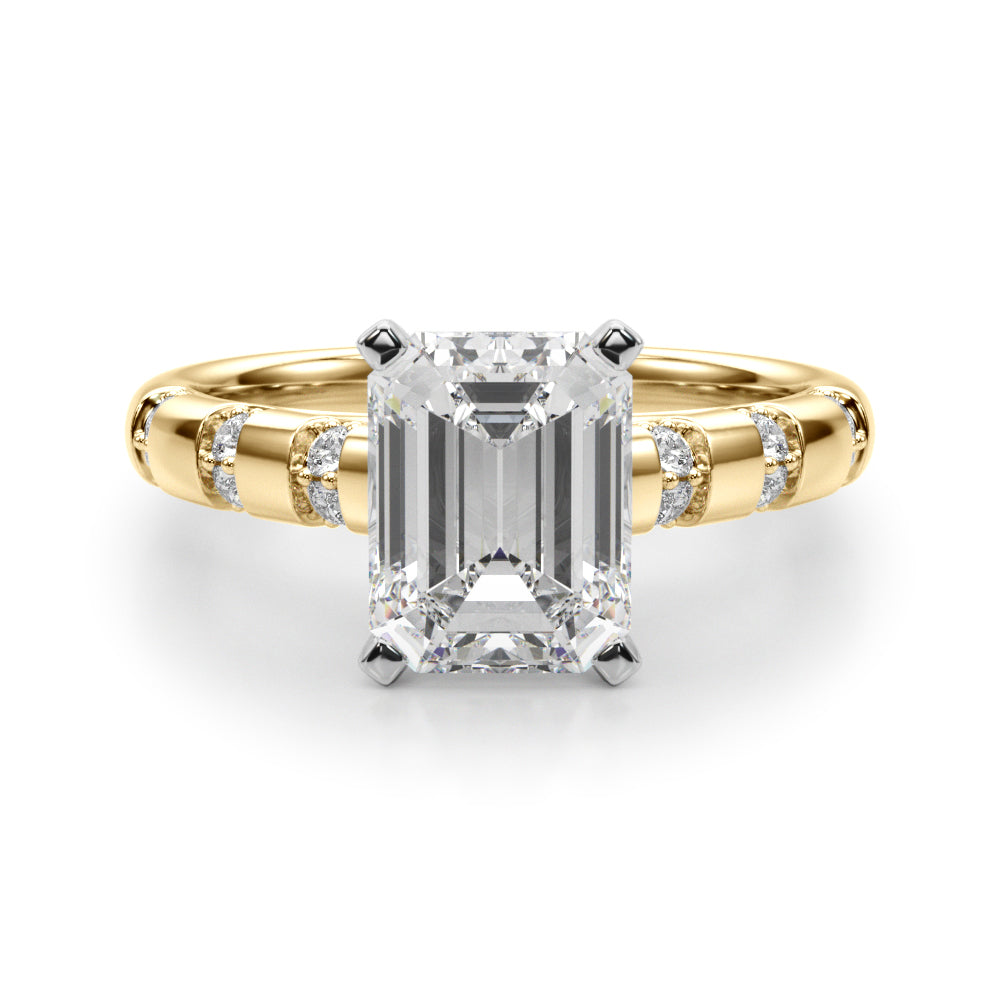 Artisan Sidestone Round Diamond Engagement Ring in 10K/14K gold and platinum with certified lab-grown or natural diamonds