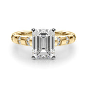 Artisan Sidestone Round Diamond Engagement Ring in 10K/14K gold and platinum with certified lab-grown or natural diamonds