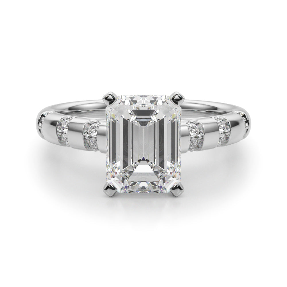 Artisan Sidestone Round Diamond Engagement Ring in 10K/14K gold and platinum with certified lab-grown or natural diamonds