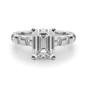 Artisan Sidestone Round Diamond Engagement Ring in 10K/14K gold and platinum with certified lab-grown or natural diamonds