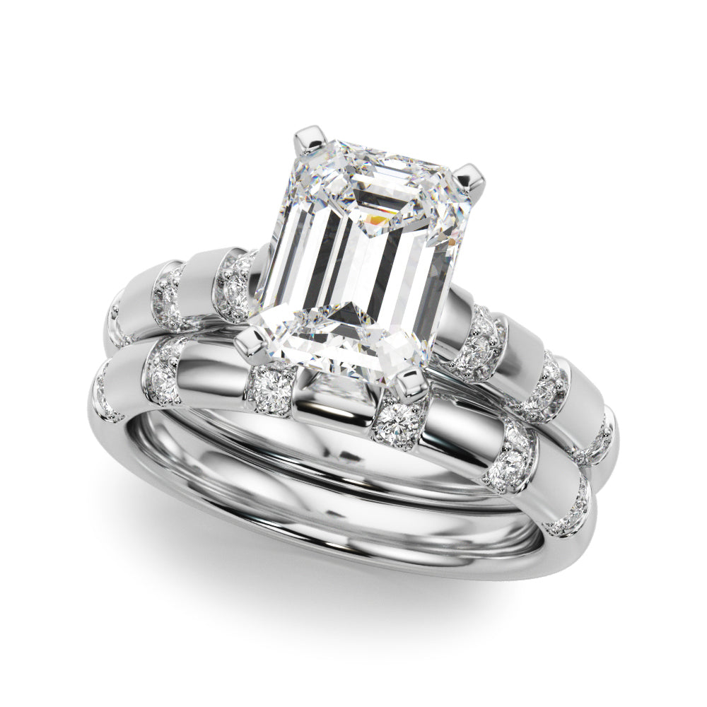 Artisan Sidestone Round Diamond Engagement Ring in 10K/14K gold and platinum with certified lab-grown or natural diamonds